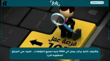 وظائف خالية براتب يصل إلى 9000 جنيه لجميع المؤهلات.. تعرف على الأوراق المطلوبة الآن!